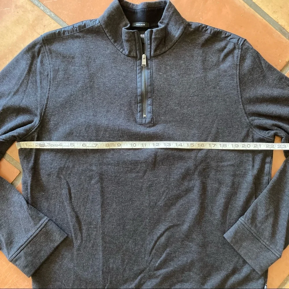 Hugo Boss Zip Neck Long Sleeve Gray Sweater Men’s XL